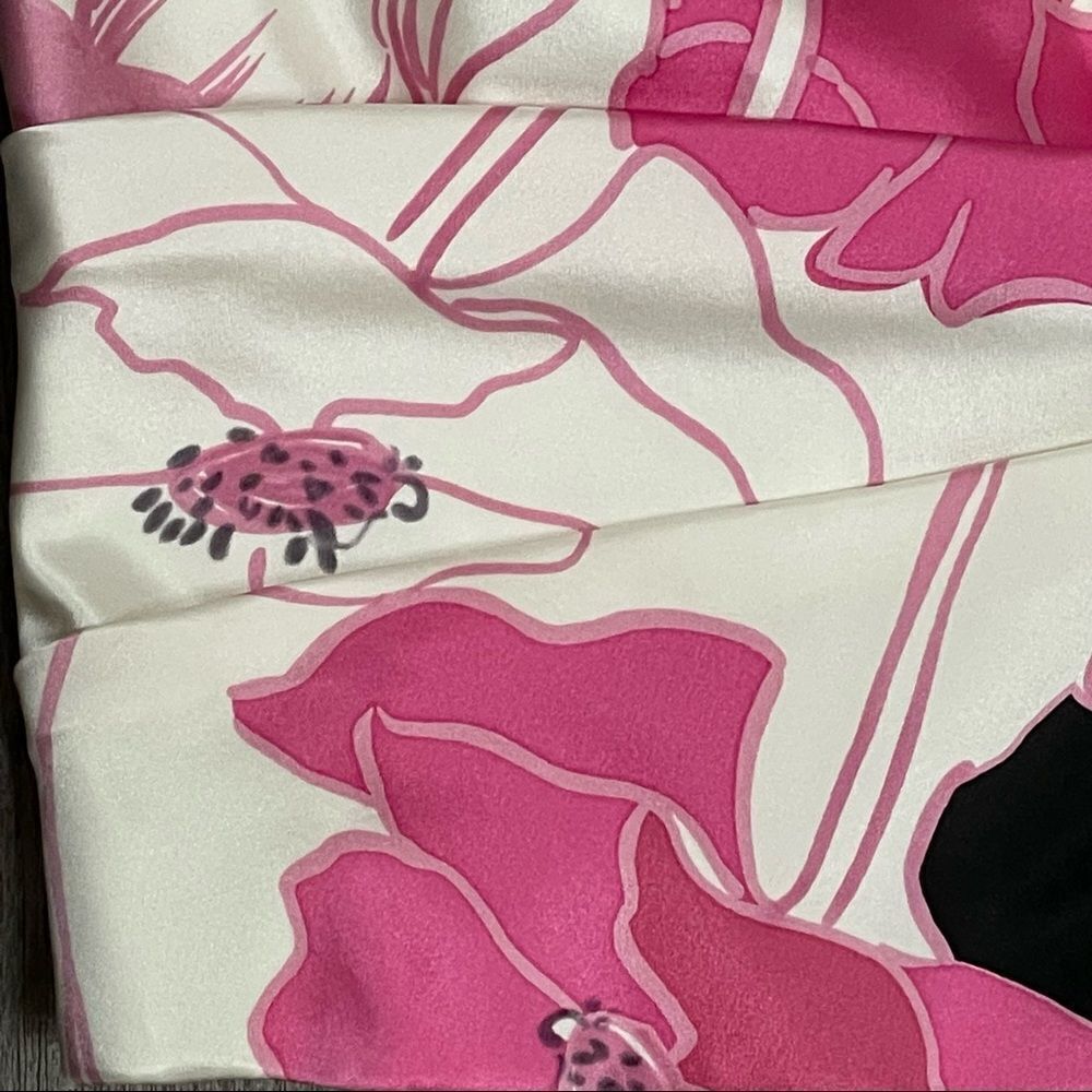 Kay Unger New York Silk Bustier Pink Off-White Black Floral Strapless Top Size 4 - Picture 6 of 16